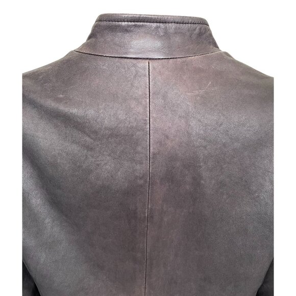 J. Jill Leather Jacket Purplish Gray Vintage Fade Moto Blazer MP (Fits Regular) - Picture 7 of 12